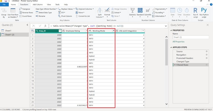 Transform Data into Power Query Editor 3