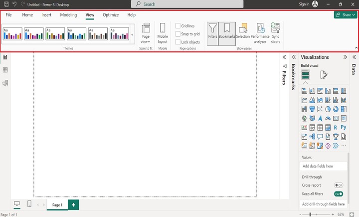 View Tab Power BI Desktop Window