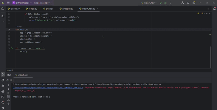 pyqt qfiledialog widget create