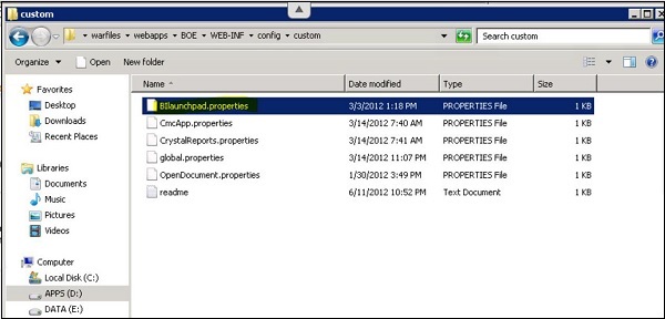 BI Launchpad Setting