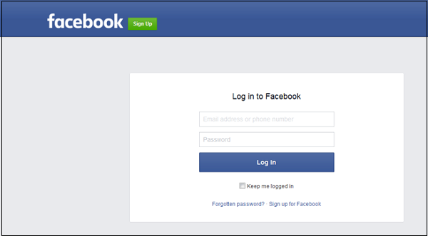 Facebook credentials