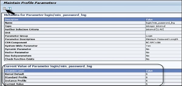 Maintain Profile Parameters