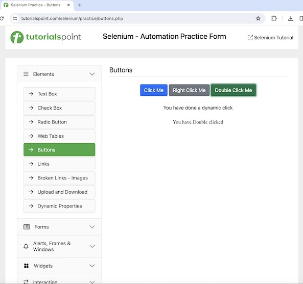 Selenium Mouse Events 2
