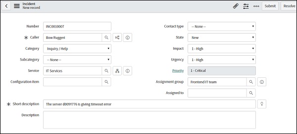 New Critical Incident