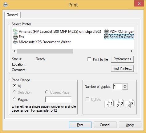PrintDocument OneNote