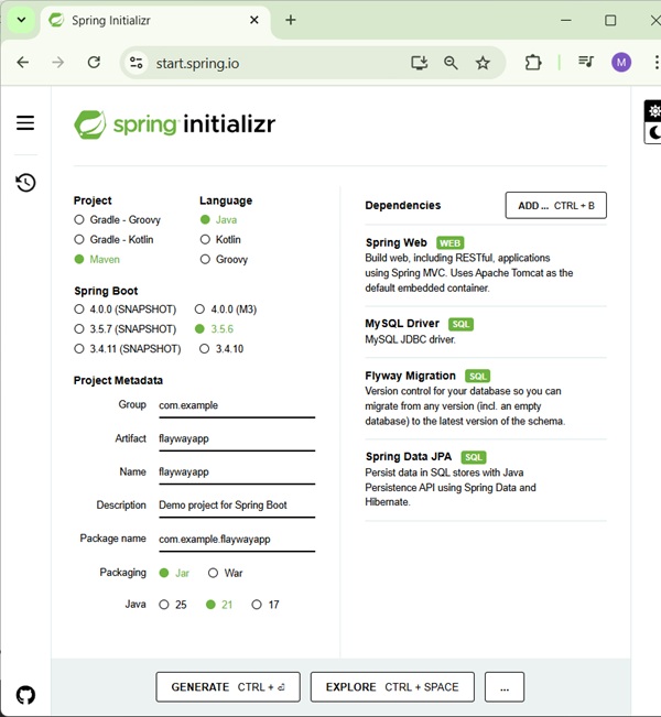 Creating Flyway Project