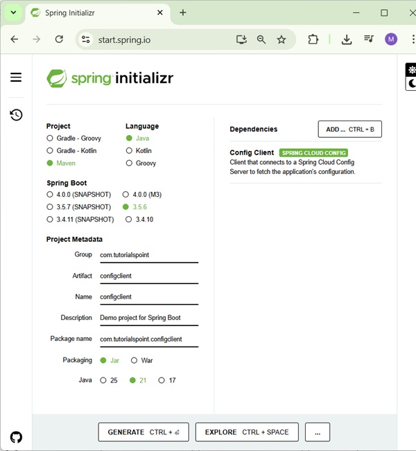 Creating Spring Cloud Configuration Client