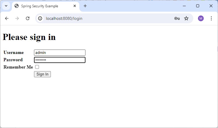 Login Form for user