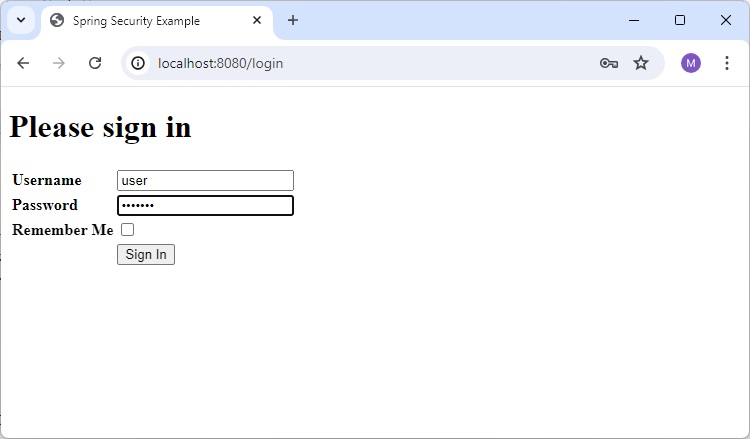 Login Form for user