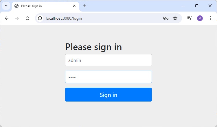 Login Form with Admin credential