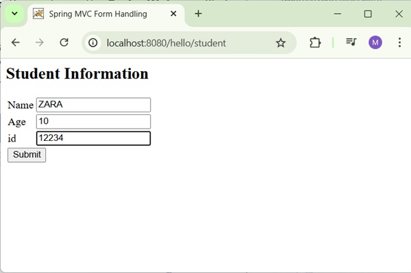 Textbox Spring Student Form