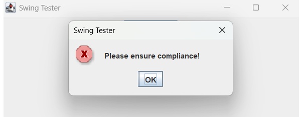 Show a error message alert