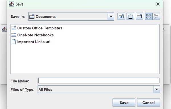 Show Save File Dialog
