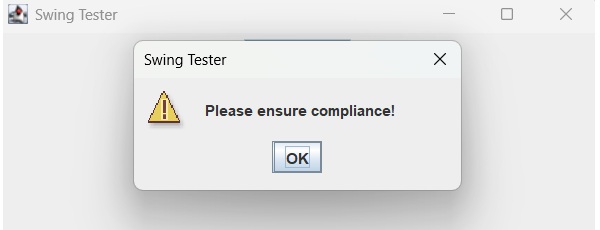 Show a warning message alert