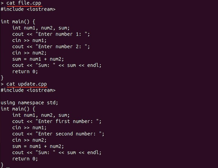 Basic Usage of diffstat Command 1
