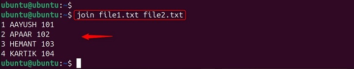 Basic Usage Using join command