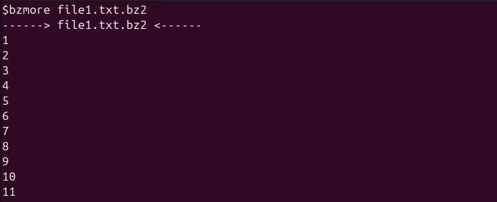 bzmore Command in Linux1