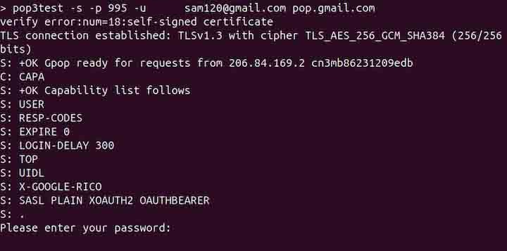 Connecting to a POP3 Server