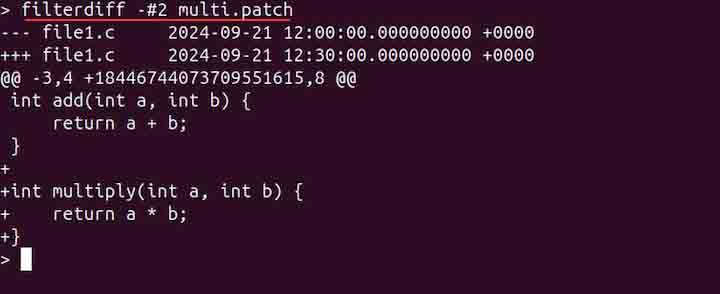 Display Second hunk Using filterdiff