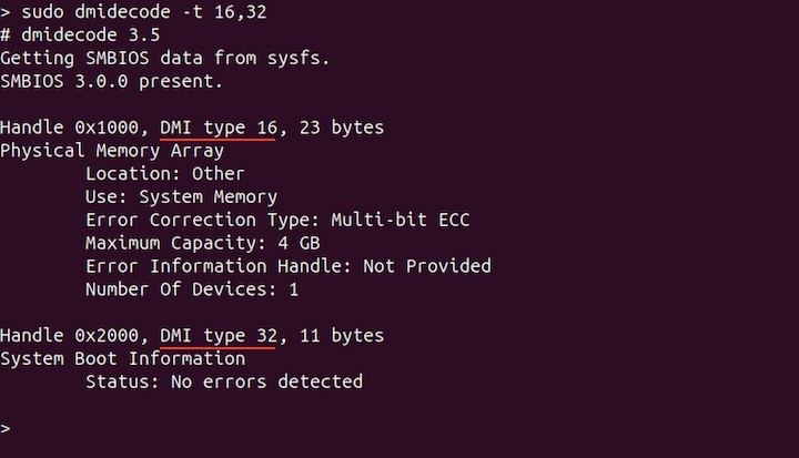 Displaying DMI Table Entry by Type 2