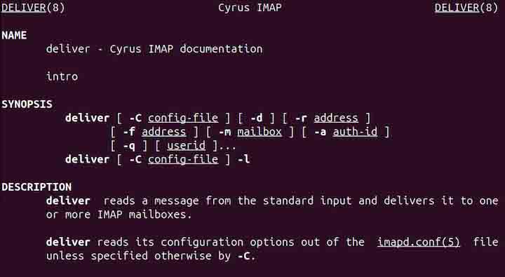 Displaying Help deliver Command