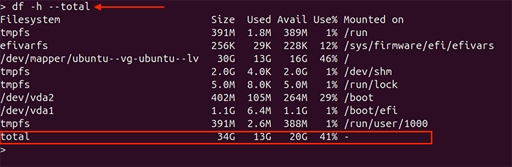 Displaying Total Available Space df 1