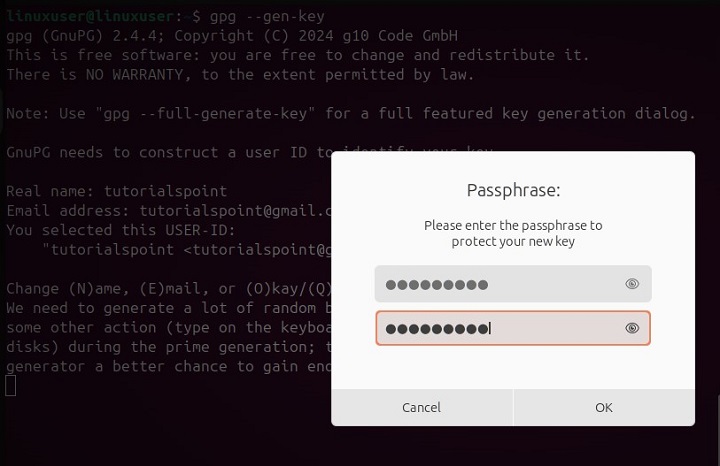 Generate Key Pair with GPG Command1