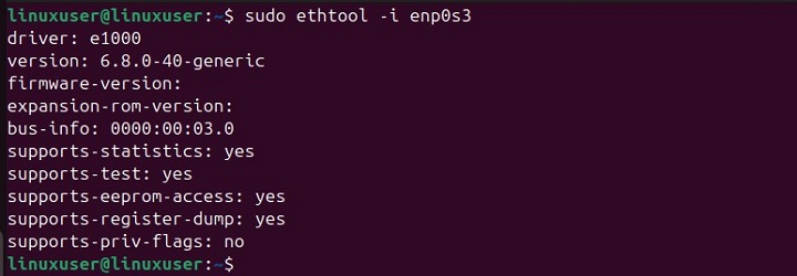 Get Supported Features of Network Interface