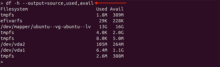 Getting Customized Output df Command
