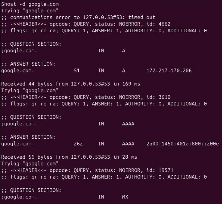 host Command in Linux5
