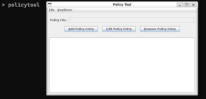 Launching policytool GUI