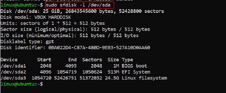 Listing the Partition Table Using sfdisk