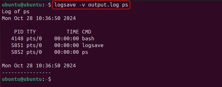 logsave Command in Linux3