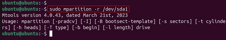 mpartition Command in Linux5