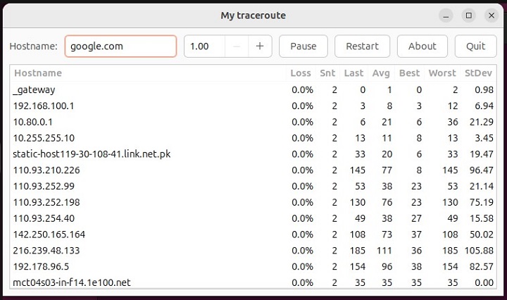 mtr Command in Linux3