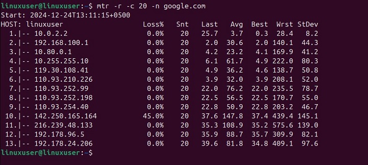 mtr Command in Linux4