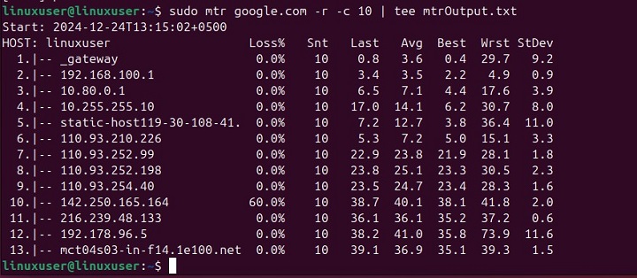 mtr Command in Linux5