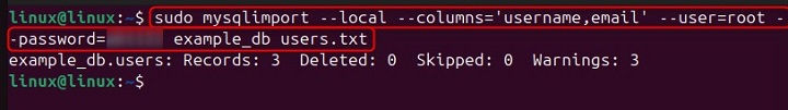 mysqlimport Command in Linux2