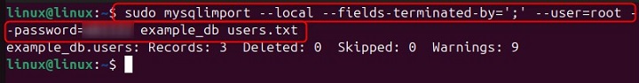 mysqlimport Command in Linux6