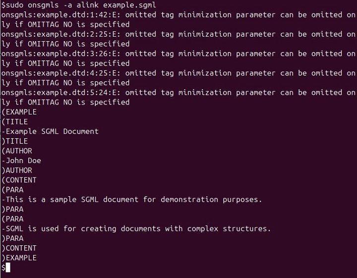 onsgmls Command in Linux3