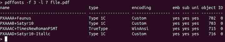 pdffonts Command in Linux2