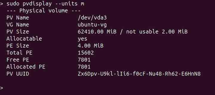 pvdisplay Command in Linux7