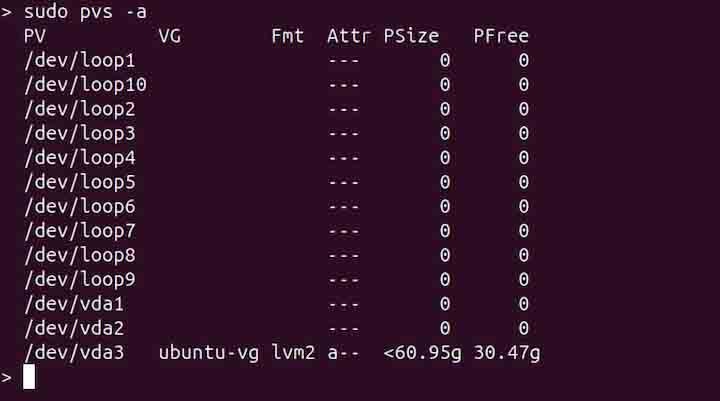 pvs Command in Linux5