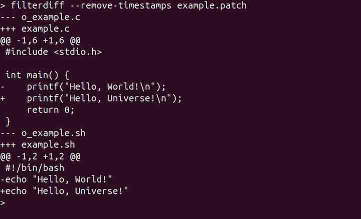 Removing Timestamps Using filterdiff