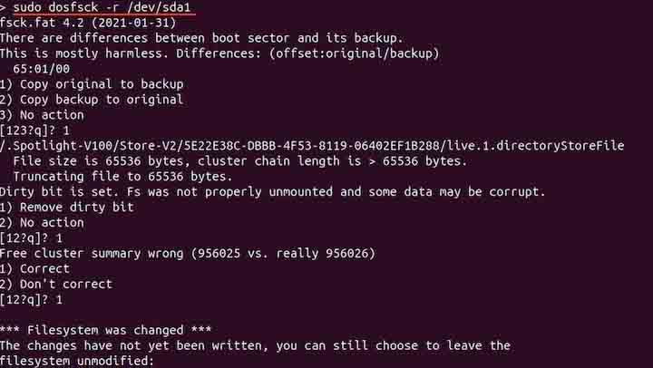 Repairing DOS Filesystem Interactively