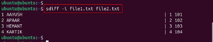 sdiff Command in Linux3
