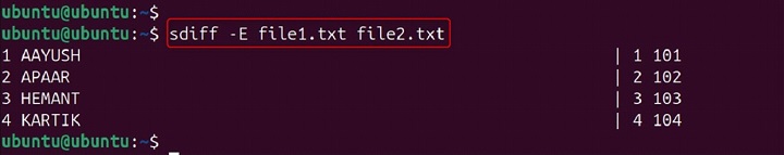 sdiff Command in Linux5