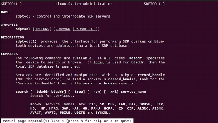 sdptool Command in Linux1