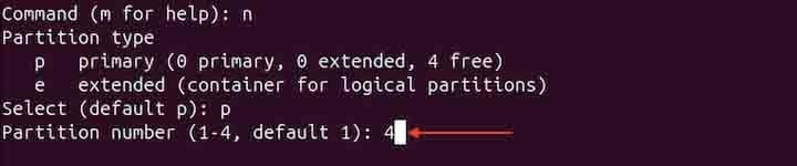 Select the Partition Number