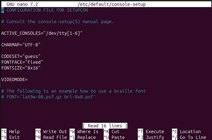 Setting the Default Console Font